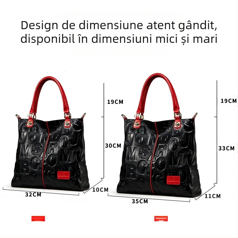 Geantă Tote din piele naturală, piele de vită de primă calitate, pentru utilizare zilnică, iarna 2022
