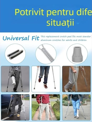 Accesorii pentru cărje, set de 3 piese cu pernă pentru subsuori, capac pentru picior și protecție antiderapantă