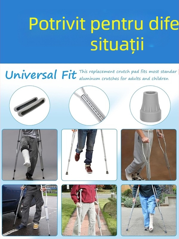 Accesorii pentru cărje, set de 3 piese cu pernă pentru subsuori, capac pentru picior și protecție antiderapantă