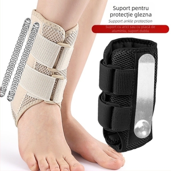 Protector de gleznă pentru sport cu curea Velcro și protecție elastică a piciorului — protecție gleznă badminton; materiale: poliester, burete, placă de aluminiu, bandă cu arc