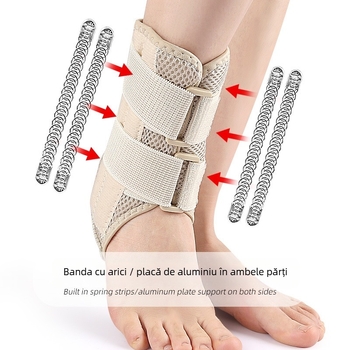 Protector de gleznă pentru sport cu curea Velcro și protecție elastică a piciorului — protecție gleznă badminton; materiale: poliester, burete, placă de aluminiu, bandă cu arc
