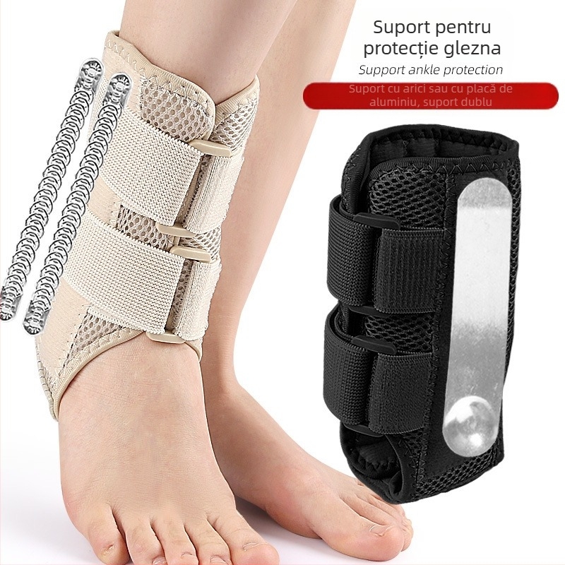Protector de gleznă pentru sport cu curea Velcro și protecție elastică a piciorului — protecție gleznă badminton; materiale: poliester, burete, placă de aluminiu, bandă cu arc