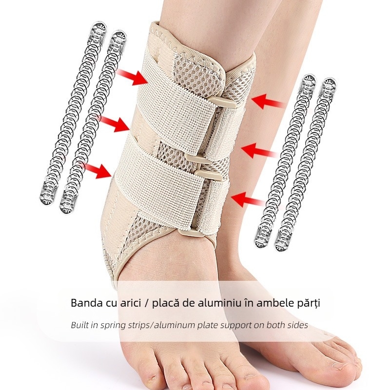 Protector de gleznă pentru sport cu curea Velcro și protecție elastică a piciorului — protecție gleznă badminton; materiale: poliester, burete, placă de aluminiu, bandă cu arc