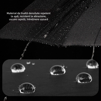 Umbrelă automată cu mâner din lemn, 12 spițe, rezistentă la vânt, protecție UV UPF 40+, imprimare logo disponibil