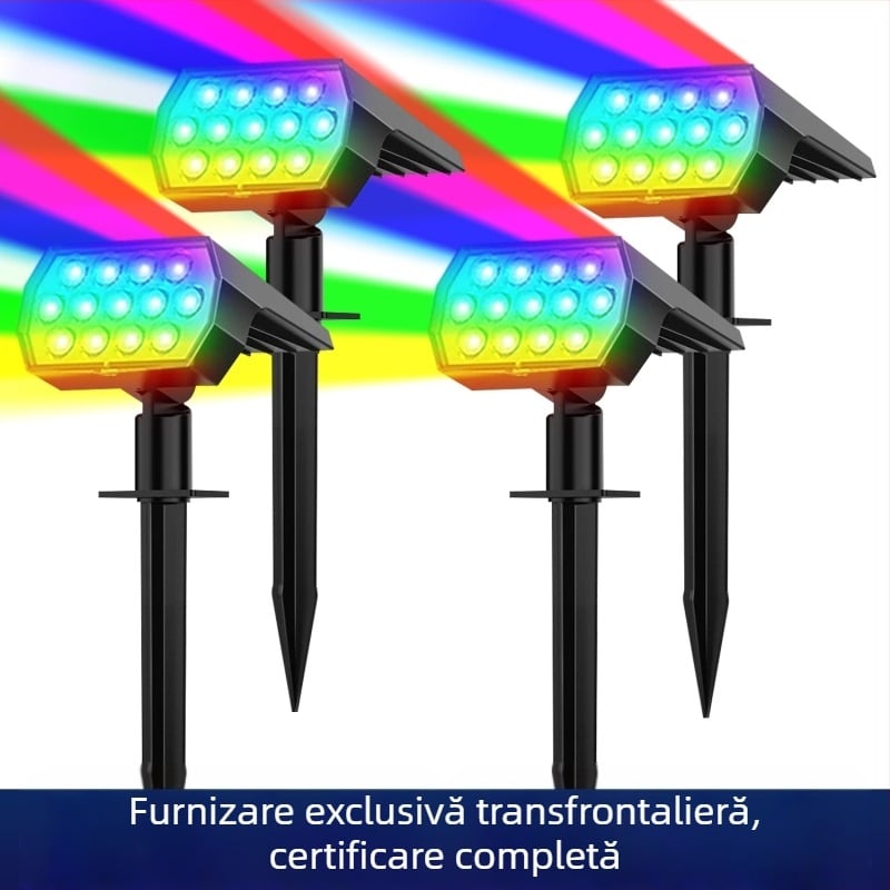 Lampă solară pentru gazon, rezistentă la intemperii IP65, sursă de iluminare 2W, certificat CE, design geometric/abstract, 6-12 ore de iluminare continuă