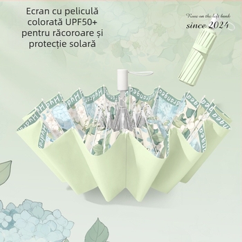 Umbrelă pliantă pentru femei, 16 brațe, pentru soare și ploaie, protecție UV