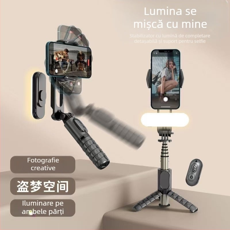 Stabilizator pentru telefon cu Bluetooth și stick de selfie, telecomandă, model Q35/Q09/L19/L19S, Stabilizator multifuncțional, materiale ecologice