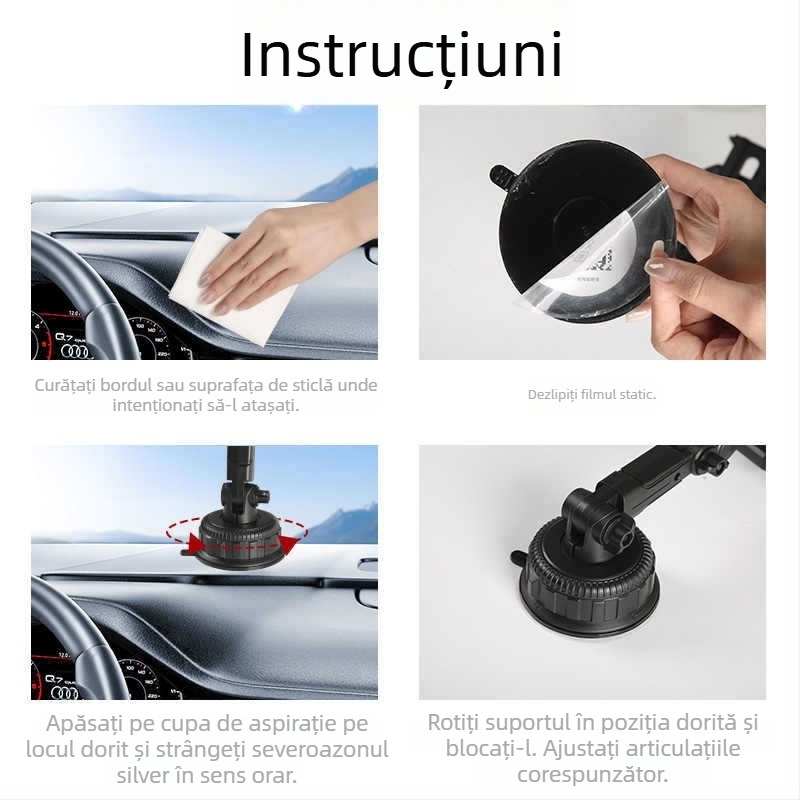 Suport universal pentru telefon și navigație auto cu bază de ventuză pentru bord — Yiyi