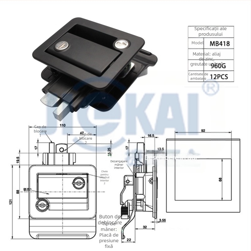 Încuietoare mortise MB418 | Aliaj de zinc | Potrivită pentru RV-uri, rulote și vehicule off-road | Jiekai Hardware