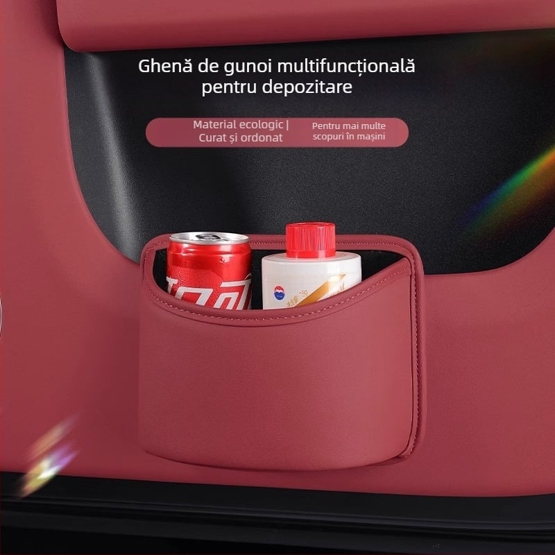 Cutie de depozitare din piele, pentru agățat pe ușa mașinii – universală, personalizabilă