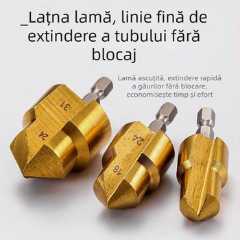 Burghiu hexagonal pentru extinderea găurilor în conducte PPR, unealtă de debavare și burghiu în trepte pentru lemn
