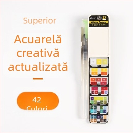 Set gouache solid cu paletă pliabilă, transparentă, în formă de evantai, în cutie, pentru acuarelă, capacitate 5