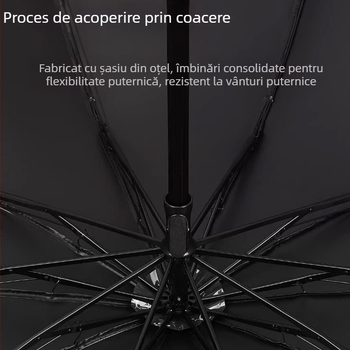 Umbrelă de soare Ruoyu, cu 10 brațe din oțel, UPF > 50, țesătură 190T cu strat vinilat, deschidere/închidere manuală, pliabilă
