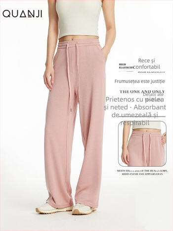 Pantaloni femei drepti - fibre de celuloză regenerată, croială dreaptă, vară 2024, stil casual japonez-coreean