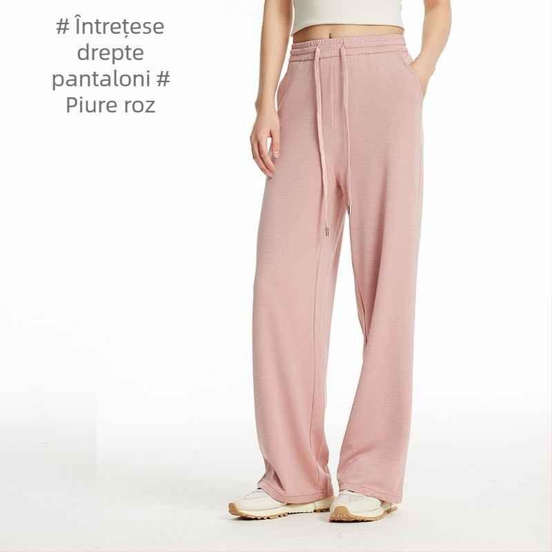 Pantaloni femei drepti - fibre de celuloză regenerată, croială dreaptă, vară 2024, stil casual japonez-coreean