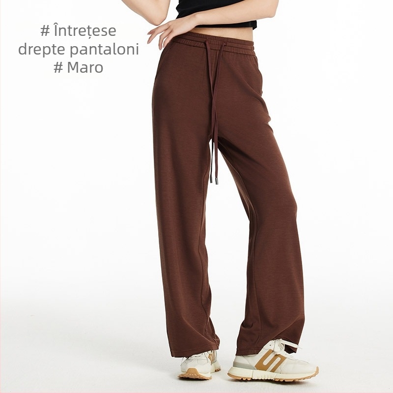 Pantaloni femei drepti - fibre de celuloză regenerată, croială dreaptă, vară 2024, stil casual japonez-coreean