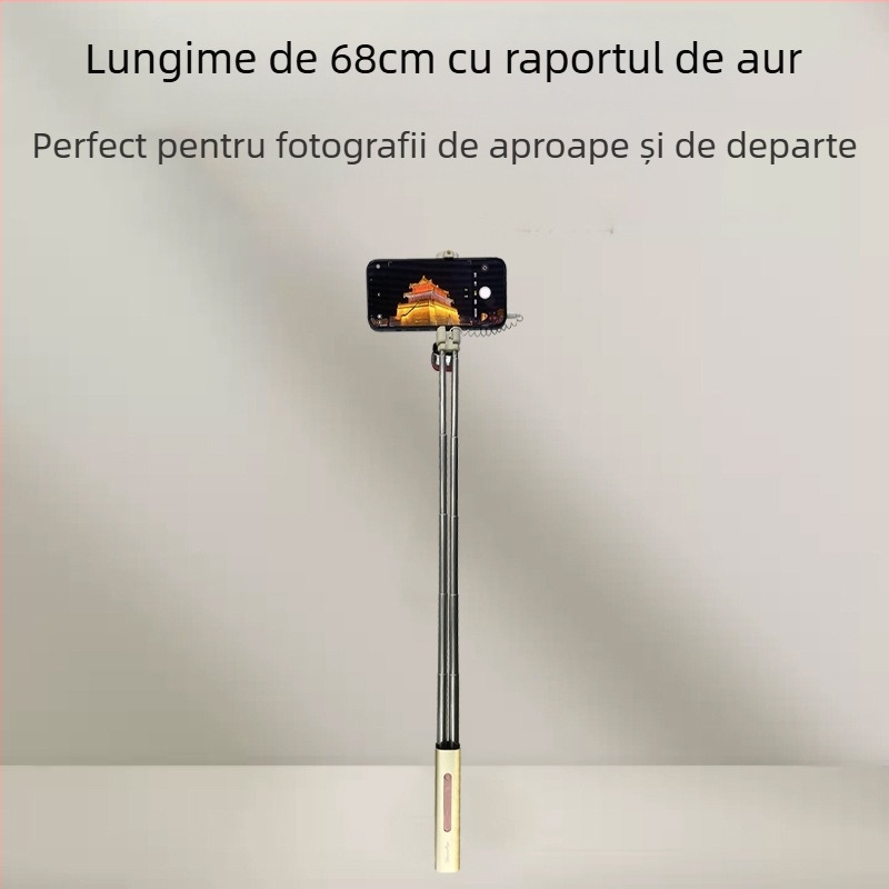 Selfie stick din aliaj de aluminiu cu conector Type-C pentru Android, iPhone și Huawei — fără Bluetooth, fără telecomandă, stabilizare