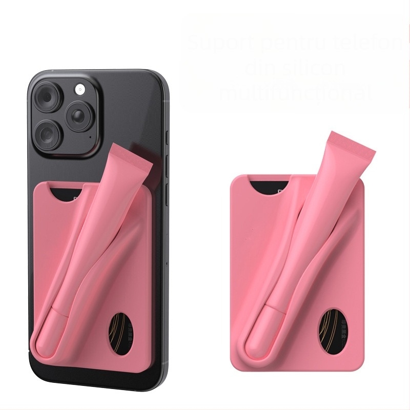 Suport pentru ruj cu slot pentru card și suport din silicon pentru cardul telefonului – portabil, multifuncțional, Model DX56899