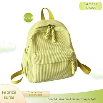 Rucsac corduroy pentru unisex, simplitate urbană; capacitate 56–75 L, compatibil cu laptop de 9 inch, spate ergonomic, căptușeală poliester