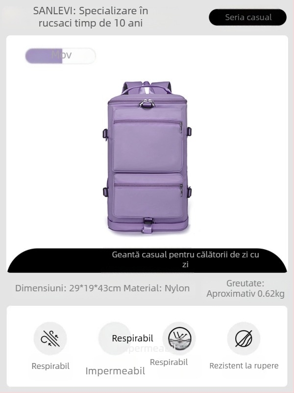 Rucsac unisex pentru călătorii, 20–35L, nailon, rezistent la apă și la uzură, stil stradal, vara 2024