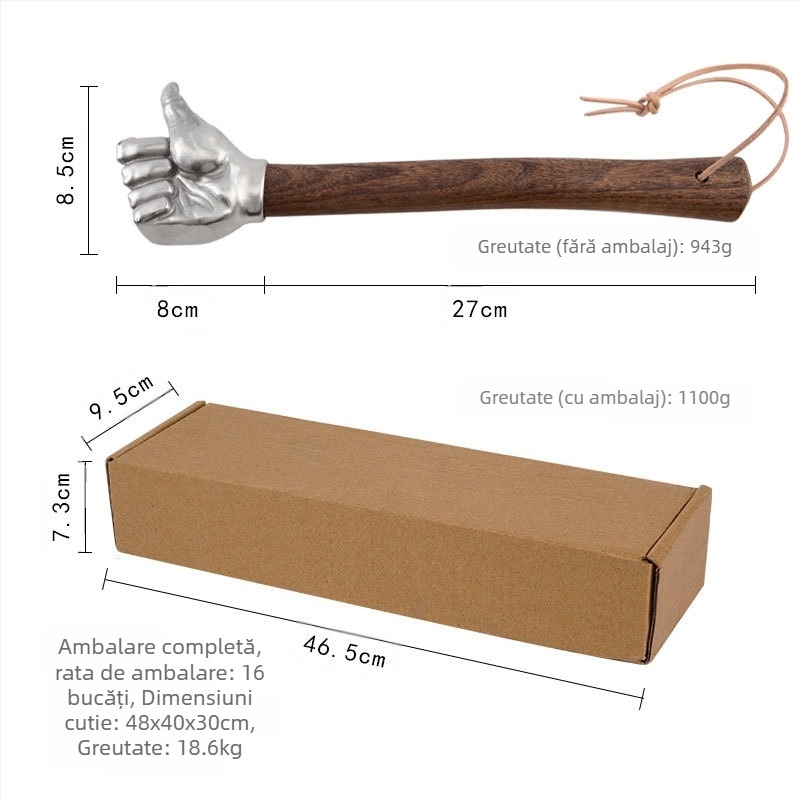 Ciocan cu cap din oțel inoxidabil, mâner din lemn, 0.2 kg