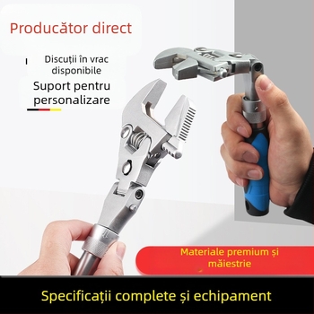 Cheie reglabilă cu cap pliabil, clichet și mecanism telescopic | MF, oțel 45#