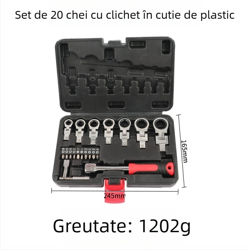 Cheie reglabilă cu cap pliabil, clichet și mecanism telescopic | MF, oțel 45#