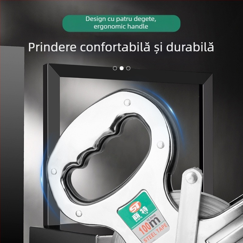 Bandă metrică cu cadru din oțel inox, pentru măsurări pe șantier, cu atașament la rack