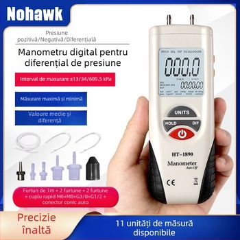 Xinsite HT-1890 Manometru diferențial, Digital micro-diferențial, pentru reparații auto, manometru vacuum