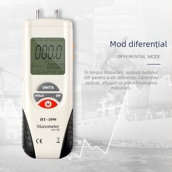 Xinsite HT-1890 Manometru diferențial, Digital micro-diferențial, pentru reparații auto, manometru vacuum