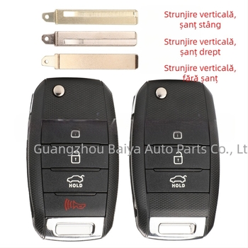 Carcasă cheie Kia pliabilă – înlocuire pentru telecomandă cu 3/4 butoane, carcasă din plastic; lamă cheie: cupru + plastic; greutate 57 g; marcă Kutery; compatibil cu Kia