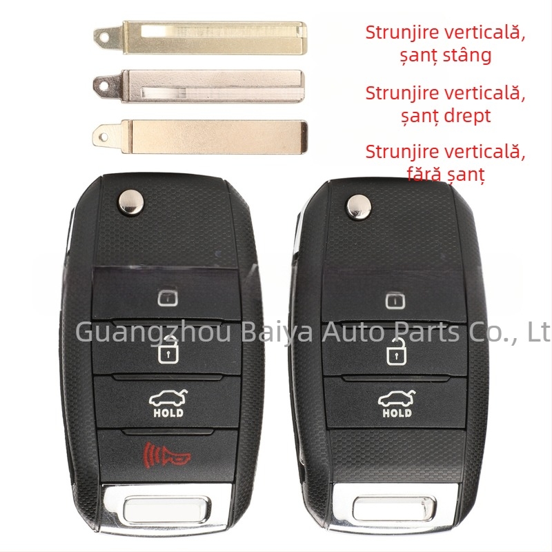 Carcasă cheie Kia pliabilă – înlocuire pentru telecomandă cu 3/4 butoane, carcasă din plastic; lamă cheie: cupru + plastic; greutate 57 g; marcă Kutery; compatibil cu Kia