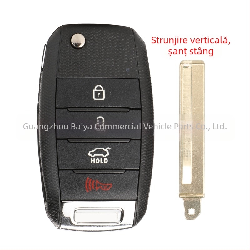 Carcasă cheie Kia pliabilă – înlocuire pentru telecomandă cu 3/4 butoane, carcasă din plastic; lamă cheie: cupru + plastic; greutate 57 g; marcă Kutery; compatibil cu Kia