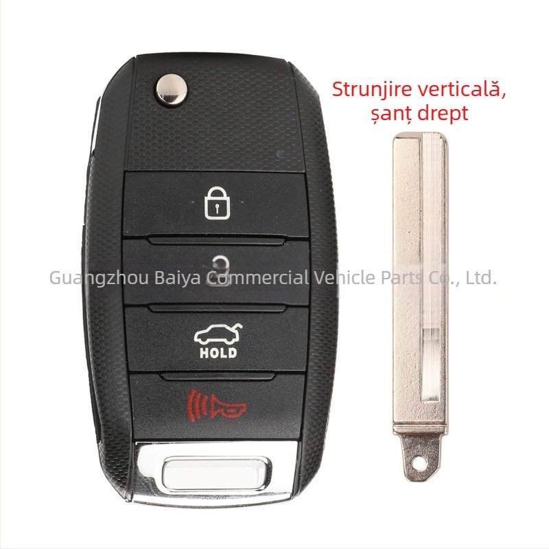 Carcasă cheie Kia pliabilă – înlocuire pentru telecomandă cu 3/4 butoane, carcasă din plastic; lamă cheie: cupru + plastic; greutate 57 g; marcă Kutery; compatibil cu Kia