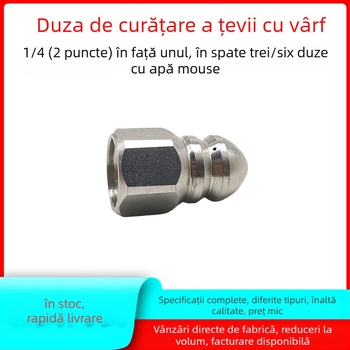 Duza din oțel inoxidabil pentru curățarea conductelor de canalizare, filet interior, 6 găuri, cap de spălare ascuțit
