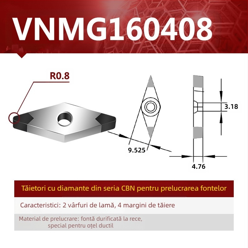 Lamă CNC pentru strunjire CBN VNMG160404/08/12 – unealtă de tăiere NC