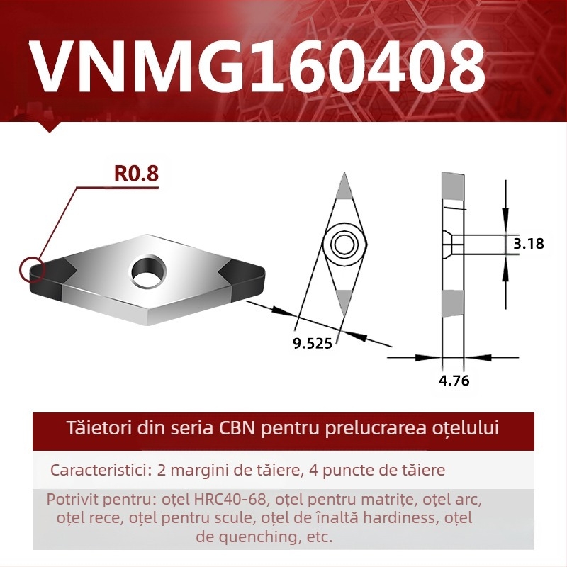 Lamă CNC pentru strunjire CBN VNMG160404/08/12 – unealtă de tăiere NC