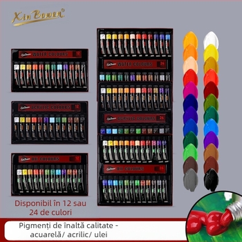 Vopsea pe bază de ulei Xinbowen în tuburi de aluminiu, cutie cu 24 de culori pentru pictură