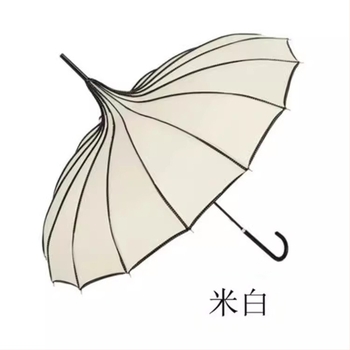 Umbrelă pagodă, ramă din oțel cu 16 arce, tijă lungă și dreaptă, deschidere și închidere manuală, țesătură 190T