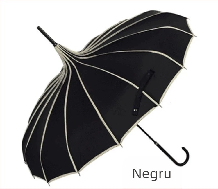 Umbrelă pagodă, ramă din oțel cu 16 arce, tijă lungă și dreaptă, deschidere și închidere manuală, țesătură 190T