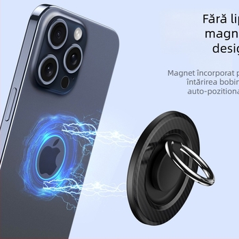 Inel magnetic MagSafe compatibil pentru telefon cu suport de birou rotativ, construcție metal-plastic, personalizabil