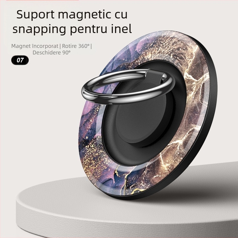 Inel magnetic MagSafe compatibil pentru telefon cu suport de birou rotativ, construcție metal-plastic, personalizabil