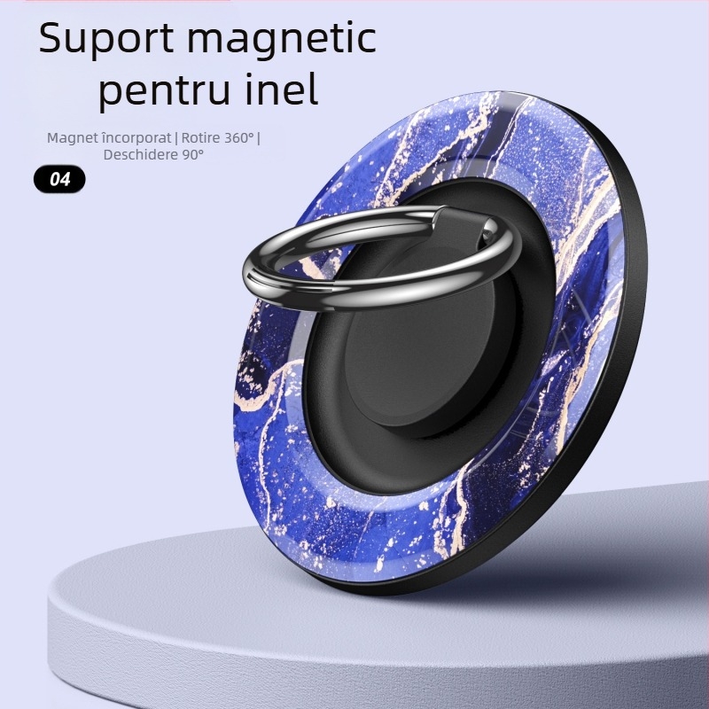 Inel magnetic MagSafe compatibil pentru telefon cu suport de birou rotativ, construcție metal-plastic, personalizabil