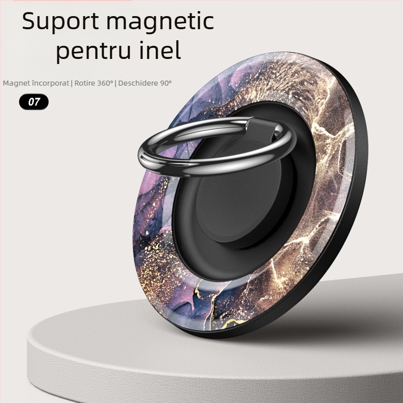 Inel magnetic MagSafe compatibil pentru telefon cu suport de birou rotativ, construcție metal-plastic, personalizabil