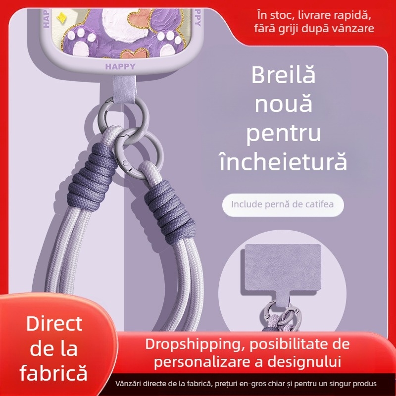 Șnur pentru telefon cu șnur din nailon împletit, Wooani, stil creativ, pandantiv decorativ