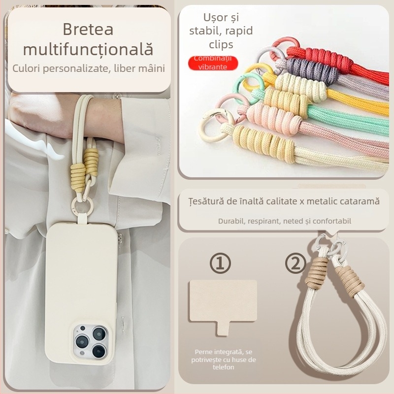 Șnur pentru telefon cu șnur din nailon împletit, Wooani, stil creativ, pandantiv decorativ