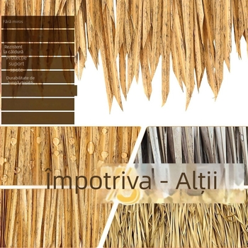 Acoperiș din țiglă de paie din PVC moale pentru decor exterior la petrecere hawaiană, personalizabil, turnare prin topire la cald într-o singură bucată, ambalat într-o pungă PP transparentă