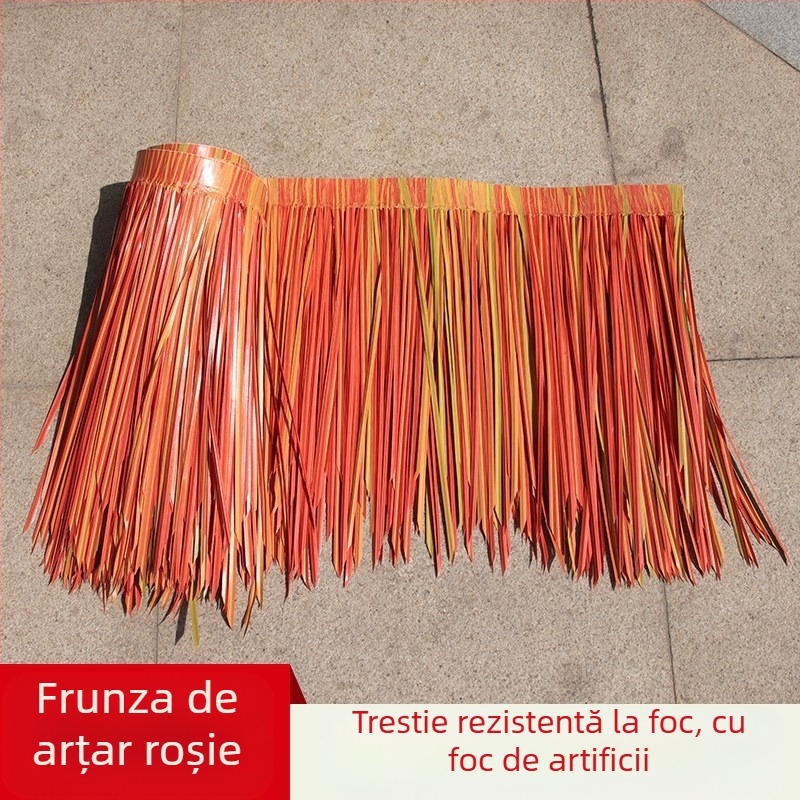 Acoperiș din țiglă de paie din PVC moale pentru decor exterior la petrecere hawaiană, personalizabil, turnare prin topire la cald într-o singură bucată, ambalat într-o pungă PP transparentă