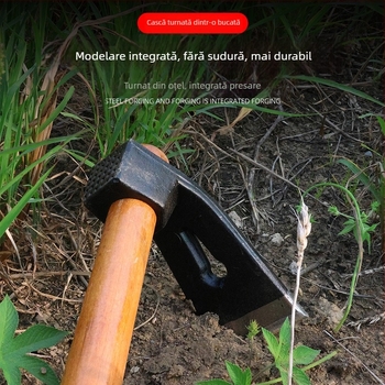 Loță de grădină din oțel mangan, construcție din oțel solid, întărită, pentru agricultură, utilizare dublă, pentru săparea bambusului de iarnă