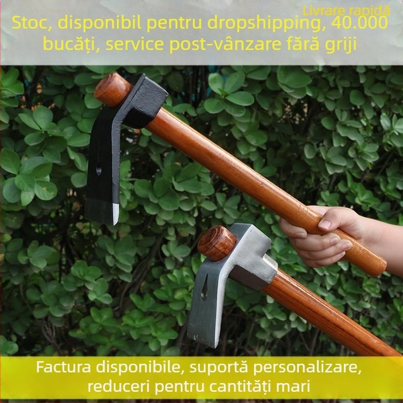 Loță de grădină din oțel mangan, construcție din oțel solid, întărită, pentru agricultură, utilizare dublă, pentru săparea bambusului de iarnă